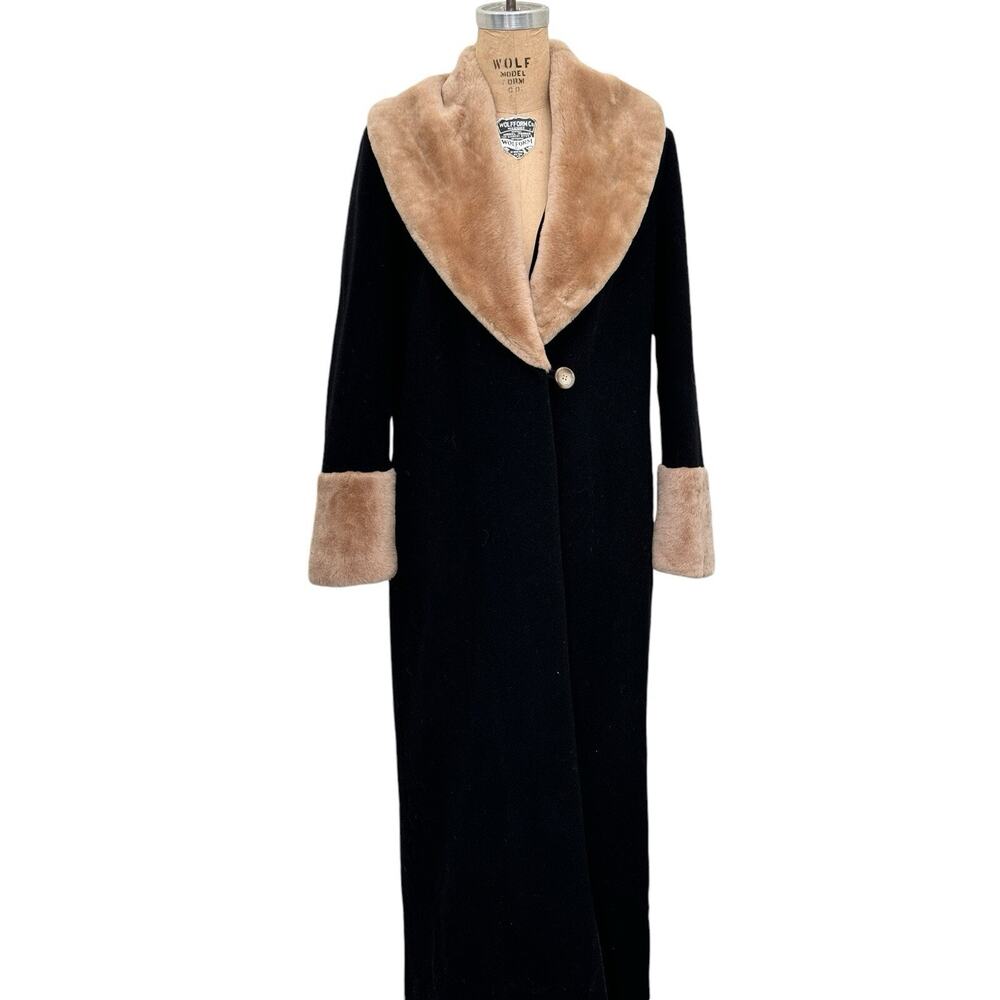 J. Peterman Co Coat Louise Brooks Black Cashmere Wool Women Flapper Maxi Size 4 - Picture 4 of 13